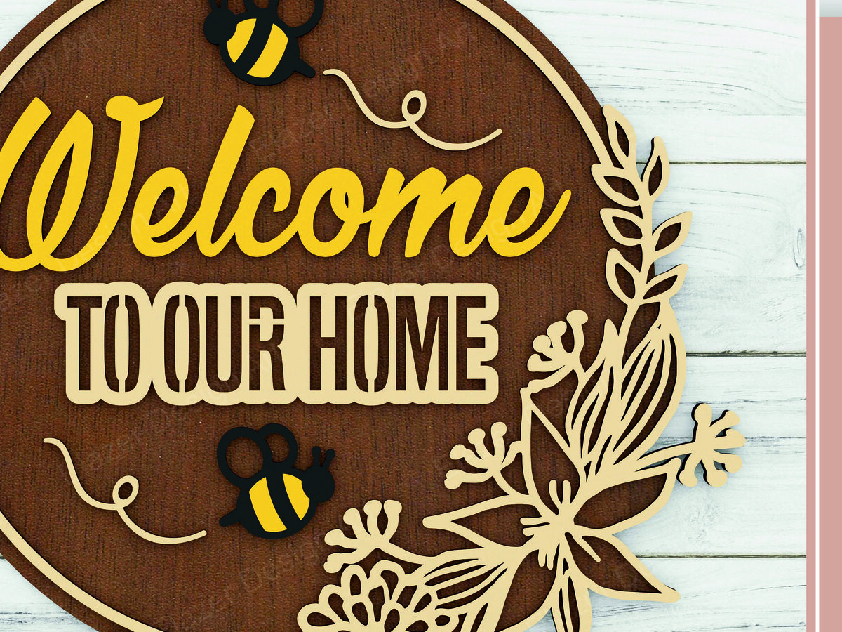 Intra απο ξύλο plywood 3mm-4mm πάχος – Welcome Door Hanger Files Δίασταση  20x20 cm INTRAFABR-72392044