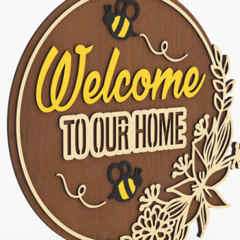 Intra απο ξύλο plywood 3mm-4mm πάχος – Welcome Door Hanger Files Δίασταση  20x20 cm INTRAFABR-72392044 - Image 2