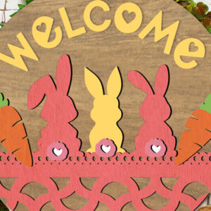 Intra απο ξύλο plywood 3mm-4mm πάχος – Καλώς ορίσατε Πασχαλινή επιγραφή Δίασταση  20x20 cm INTRAFABR-116557676