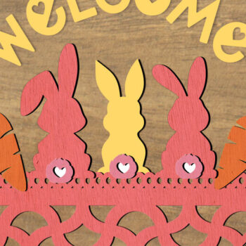 Intra απο ξύλο plywood 3mm-4mm πάχος – Καλώς ορίσατε Πασχαλινή επιγραφή Δίασταση  20x20 cm INTRAFABR-116557676 - Image 2