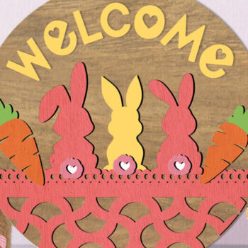 Intra απο ξύλο plywood 3mm-4mm πάχος – Καλώς ορίσατε Πασχαλινή επιγραφή Δίασταση  20x20 cm INTRAFABR-116557676 - Image 4