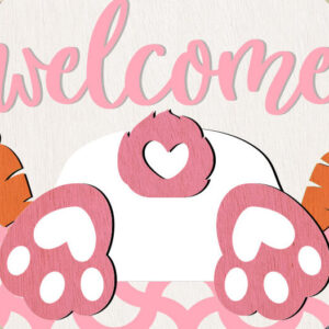 Intra απο ξύλο plywood 3mm-4mm πάχος – Καλώς ορίσατε Πασχαλινή επιγραφή Δίασταση  20x20 cm INTRAFABR-116557784