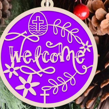 Intra απο ξύλο plywood 3mm-4mm πάχος – Καλωσορίσατε Πασχαλινό Στολίδι Δίασταση  20x20 cm INTRAFABR-53946785 - Image 1