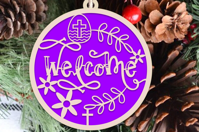 Intra απο ξύλο plywood 3mm-4mm πάχος – Καλωσορίσατε Πασχαλινό Στολίδι Δίασταση  20x20 cm INTRAFABR-53946785