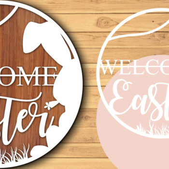 Intra απο ξύλο plywood 3mm-4mm πάχος – Καλώς ορίσατε Πασχαλινό Σήμα Multilayer 3D Δίασταση  20x20 cm INTRAFABR-25336311 - Image 3