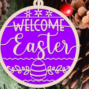 Intra απο ξύλο plywood 3mm-4mm πάχος – Καλωσόρισμα Πασχαλινό στολίδι Δίασταση  20x20 cm INTRAFABR-53946897