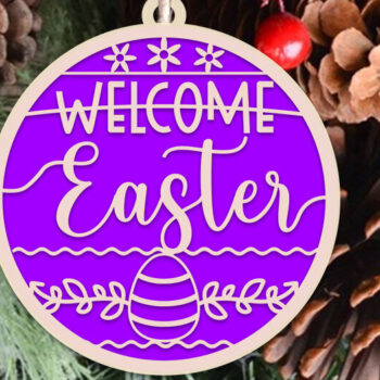 Intra απο ξύλο plywood 3mm-4mm πάχος – Καλωσόρισμα Πασχαλινό στολίδι Δίασταση  20x20 cm INTRAFABR-53946897 - Image 1