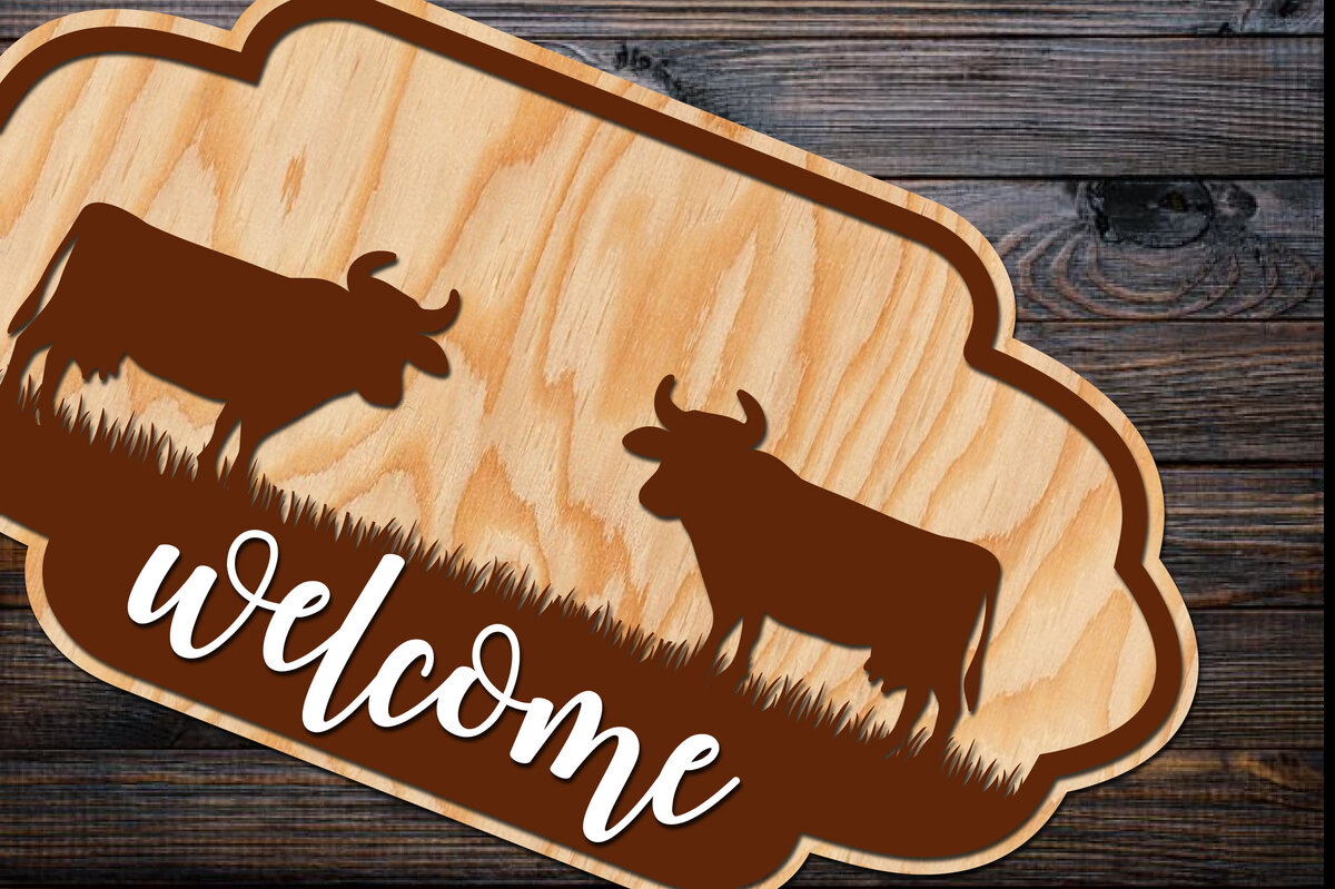 Intra απο ξύλο plywood 3mm-4mm πάχος – Αρχείο κοπής λέιζερ καλωσορίσματος Farmhouse Δίασταση  20x20 cm INTRAFABR-67345136