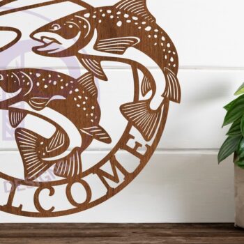 Intra απο ξύλο plywood 3mm-4mm πάχος – Καλωσόρισμα Ψάρεμα Επιτοίχιο Σήμα Δίασταση  20x20 cm INTRAFABR-78535265 - Image 1