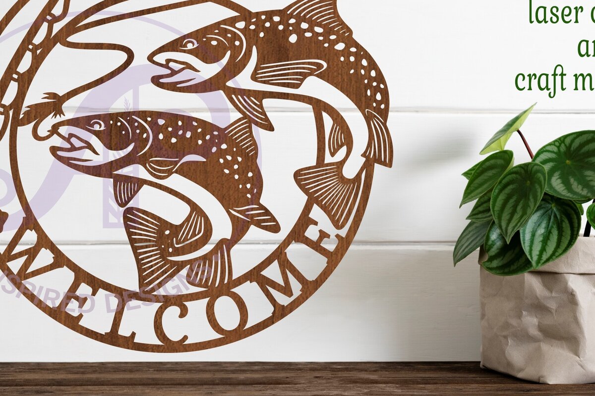 Intra απο ξύλο plywood 3mm-4mm πάχος – Καλωσόρισμα Ψάρεμα Επιτοίχιο Σήμα Δίασταση  20x20 cm INTRAFABR-78535265