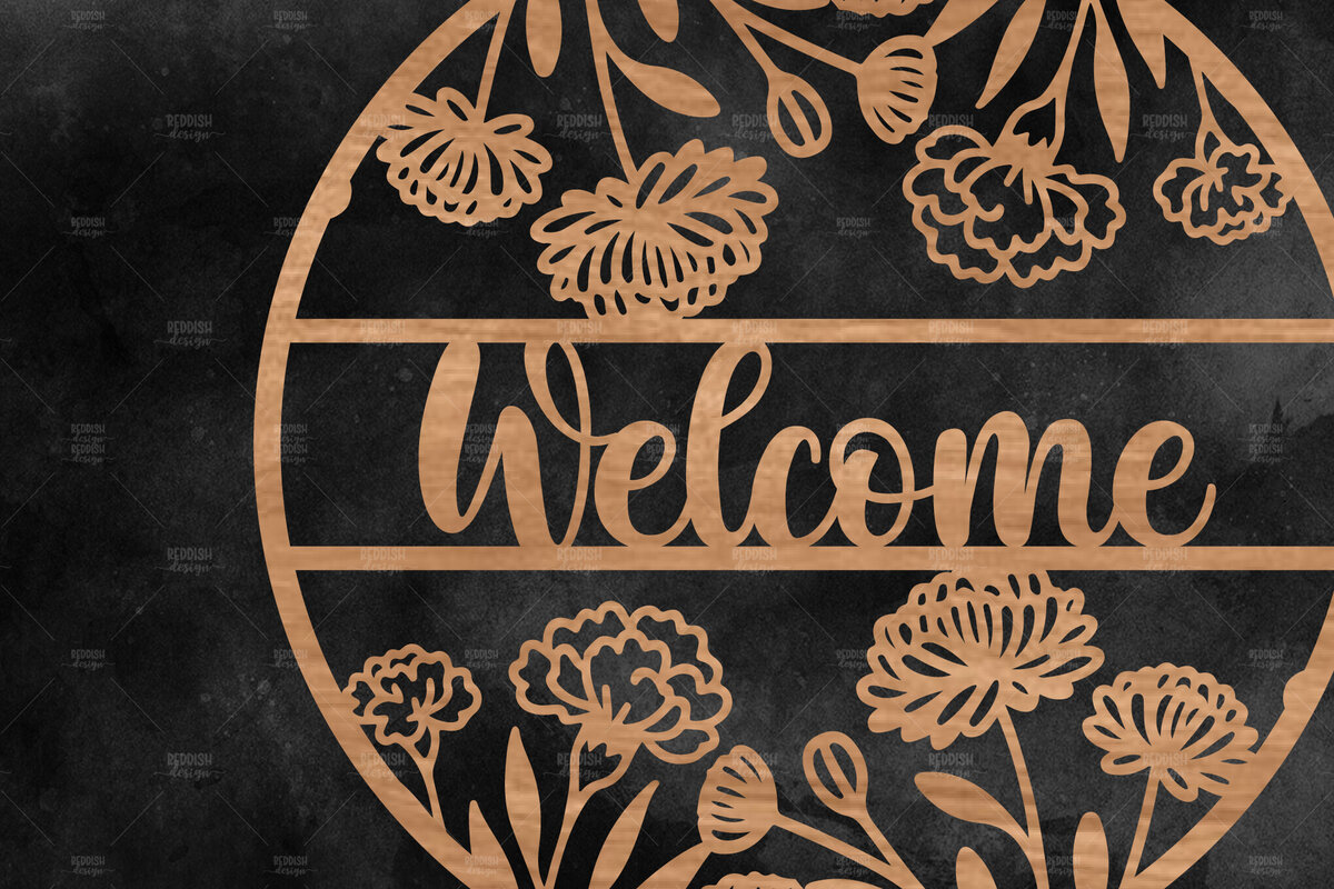 Intra απο ξύλο plywood 3mm-4mm πάχος – Καλωσόρισμα Floral στρογγυλή πινακίδα Δίασταση  20x20 cm INTRAFABR-116341207