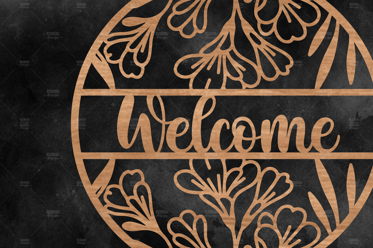 Intra απο ξύλο plywood 3mm-4mm πάχος – Καλωσόρισμα Floral στρογγυλή πινακίδα Δίασταση  20x20 cm INTRAFABR-116341228