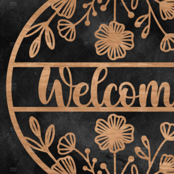 Intra απο ξύλο plywood 3mm-4mm πάχος – Καλωσόρισμα Floral στρογγυλή πινακίδα Δίασταση  20x20 cm INTRAFABR-116341238 - Image 1