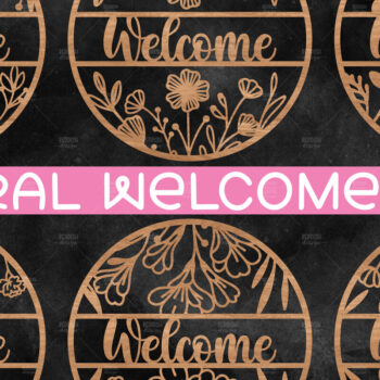 Intra απο ξύλο plywood 3mm-4mm πάχος – Καλωσόρισμα Floral στρογγυλή πινακίδα Δίασταση  20x20 cm INTRAFABR-116341306 - Image 1