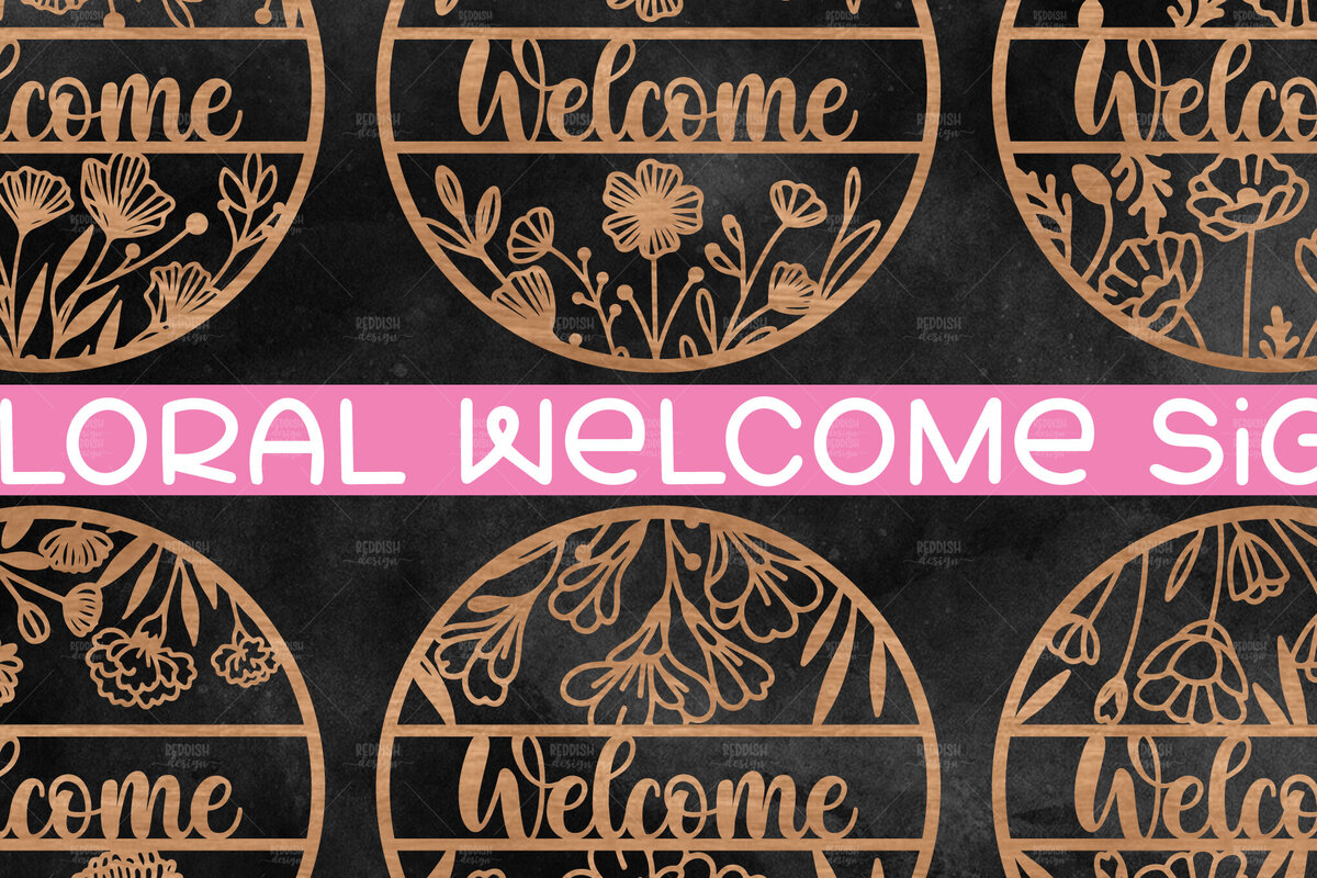 Intra απο ξύλο plywood 3mm-4mm πάχος – Καλωσόρισμα Floral στρογγυλή πινακίδα Δίασταση  20x20 cm INTRAFABR-116341306