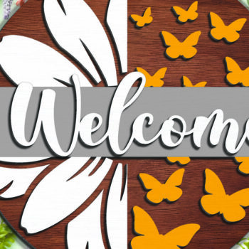 Intra απο ξύλο plywood 3mm-4mm πάχος – Welcome Flower Sign - Break Jhon Δίασταση  40x30 cm INTRAFABR-94977633 - Image 1