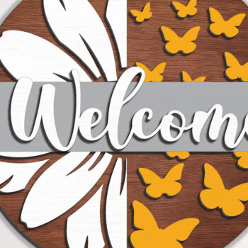 Intra απο ξύλο plywood 3mm-4mm πάχος – Welcome Flower Sign - Break Jhon Δίασταση  40x30 cm INTRAFABR-94977633 - Image 2