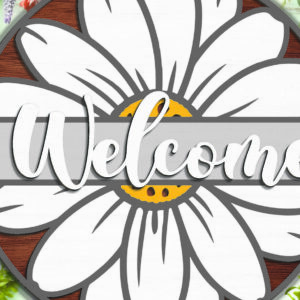 Intra απο ξύλο plywood 3mm-4mm πάχος – Welcome Flower Sign - Break Jhon Δίασταση  40x30 cm INTRAFABR-94977244