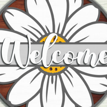 Intra απο ξύλο plywood 3mm-4mm πάχος – Welcome Flower Sign - Break Jhon Δίασταση  40x30 cm INTRAFABR-94977244 - Image 2