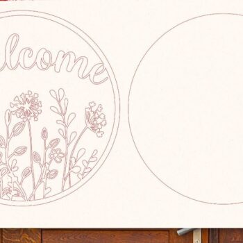 Intra απο ξύλο plywood 3mm-4mm πάχος – Welcome Flowers Door Sign Cut Laser Δίασταση 40x30 cm INTRAFABR-101855241 - Image 2