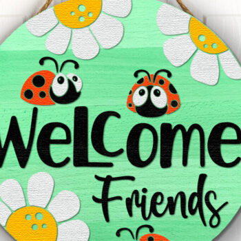 Intra απο ξύλο plywood 3mm-4mm πάχος – Welcome Friends, Door Sign Δίασταση 40x30 cm INTRAFABR-116413088 - Image 1