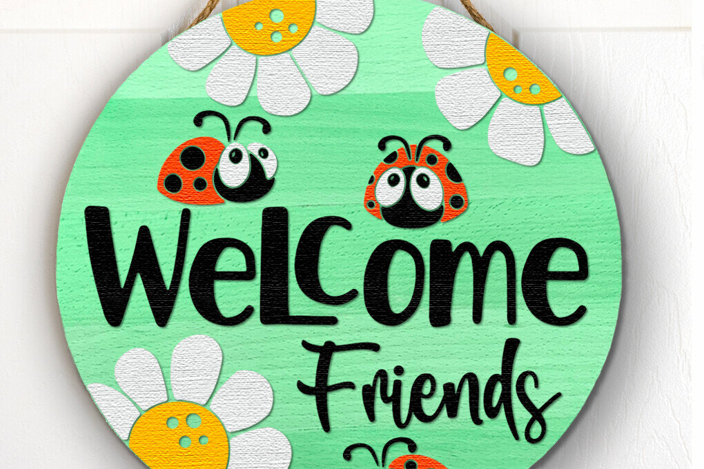 Intra απο ξύλο plywood 3mm-4mm πάχος – Welcome Friends, Door Sign Δίασταση  40x30 cm INTRAFABR-116413088