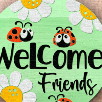 Intra απο ξύλο plywood 3mm-4mm πάχος – Welcome Friends, Door Sign Δίασταση 40x30 cm INTRAFABR-116413088 - Image 2