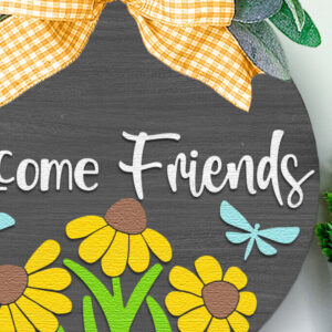 Intra απο ξύλο plywood 3mm-4mm πάχος – Welcome Friends, Summer Door Sign Δίασταση  40x30 cm INTRAFABR-119725321
