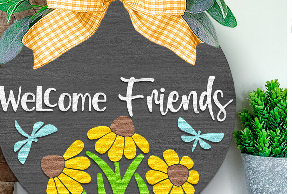 Intra απο ξύλο plywood 3mm-4mm πάχος – Welcome Friends, Summer Door Sign Δίασταση  40x30 cm INTRAFABR-119725321