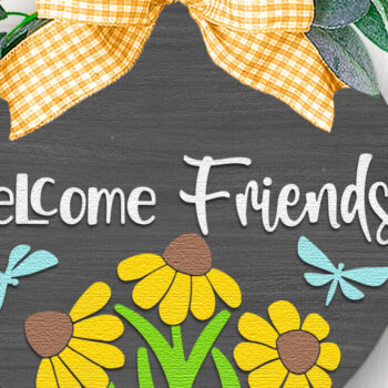 Intra απο ξύλο plywood 3mm-4mm πάχος – Welcome Friends, Summer Door Sign Δίασταση  40x30 cm INTRAFABR-119725321 - Image 2