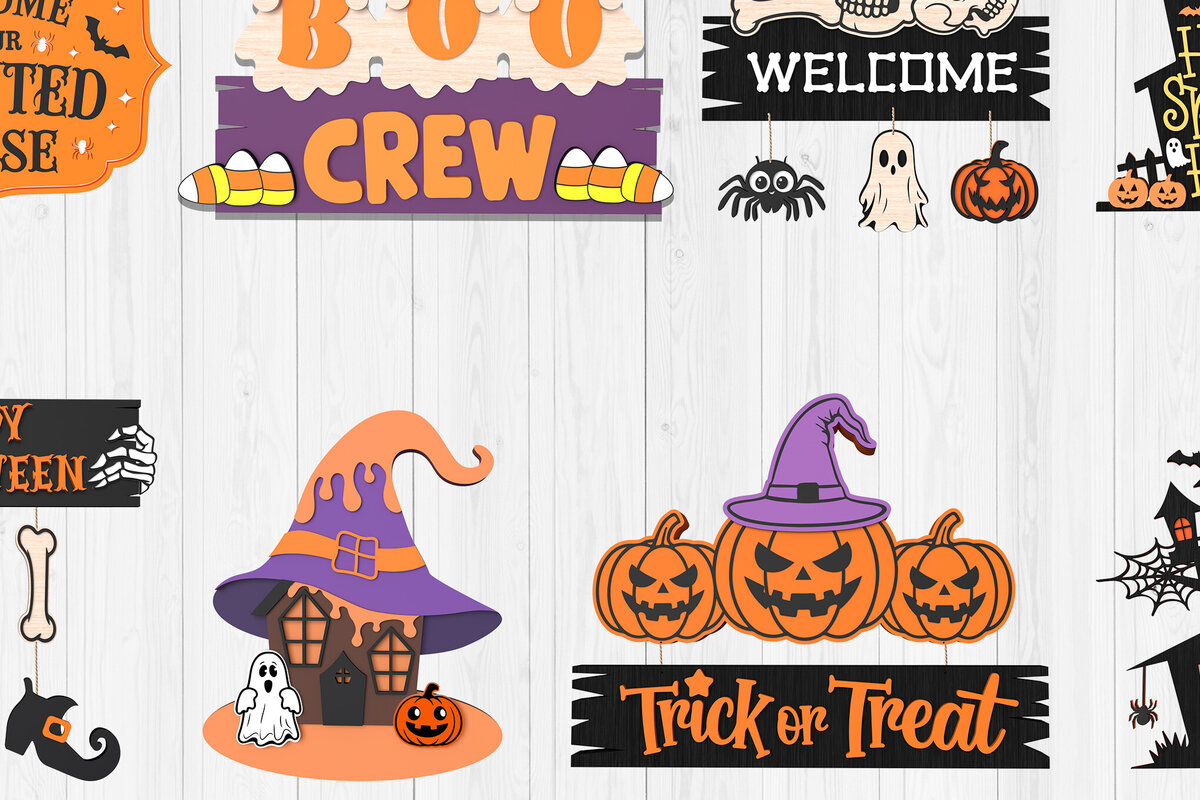 Intra απο ξύλο plywood 3mm-4mm πάχος – Καλώς ορίσατε Halloween Bundle Cut Laser Δίασταση  20x20 cm INTRAFABR-106047187