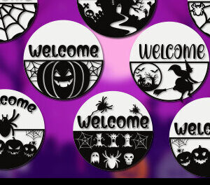 Intra απο ξύλο plywood 3mm-4mm πάχος – Πακέτο καλωσορίσματος Halloween Door Hanger Δίασταση 20x20 cm INTRAFABR-18369511