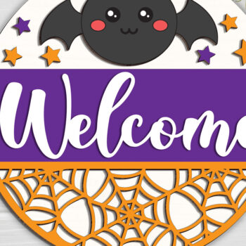 Intra απο ξύλο plywood 3mm-4mm πάχος – Καλώς ήρθατε Halloween Door Hanger Δίασταση  20x20 cm INTRAFABR-102200779 - Image 1