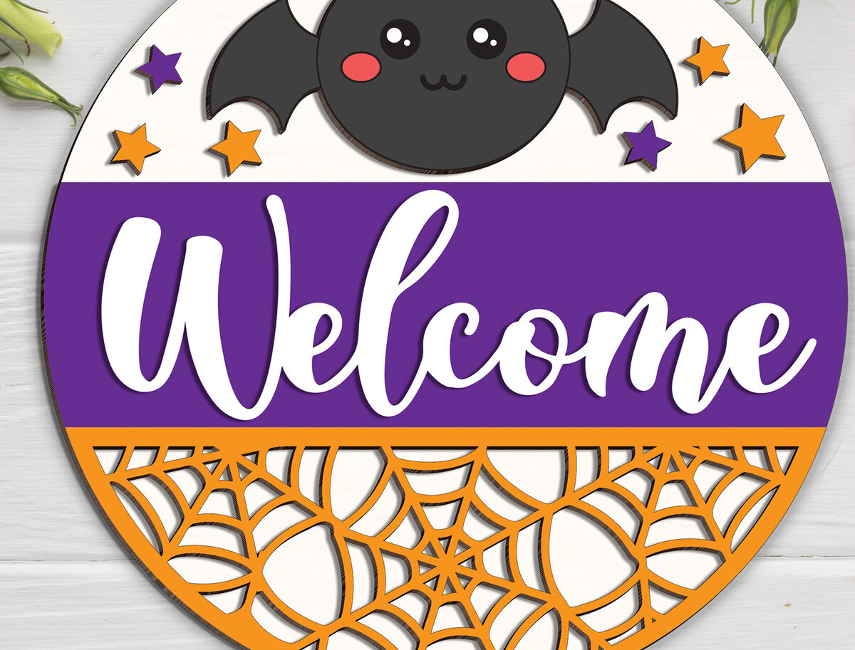 Intra απο ξύλο plywood 3mm-4mm πάχος – Καλώς ήρθατε Halloween Door Hanger Δίασταση  20x20 cm INTRAFABR-102200779