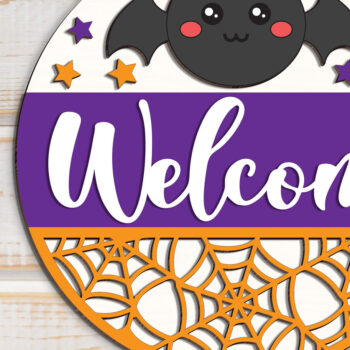 Intra απο ξύλο plywood 3mm-4mm πάχος – Καλώς ήρθατε Halloween Door Hanger Δίασταση  20x20 cm INTRAFABR-102200779 - Image 2