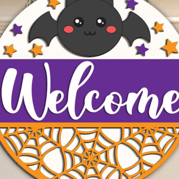 Intra απο ξύλο plywood 3mm-4mm πάχος – Καλώς ήρθατε Halloween Door Hanger Δίασταση  20x20 cm INTRAFABR-102200779 - Image 3