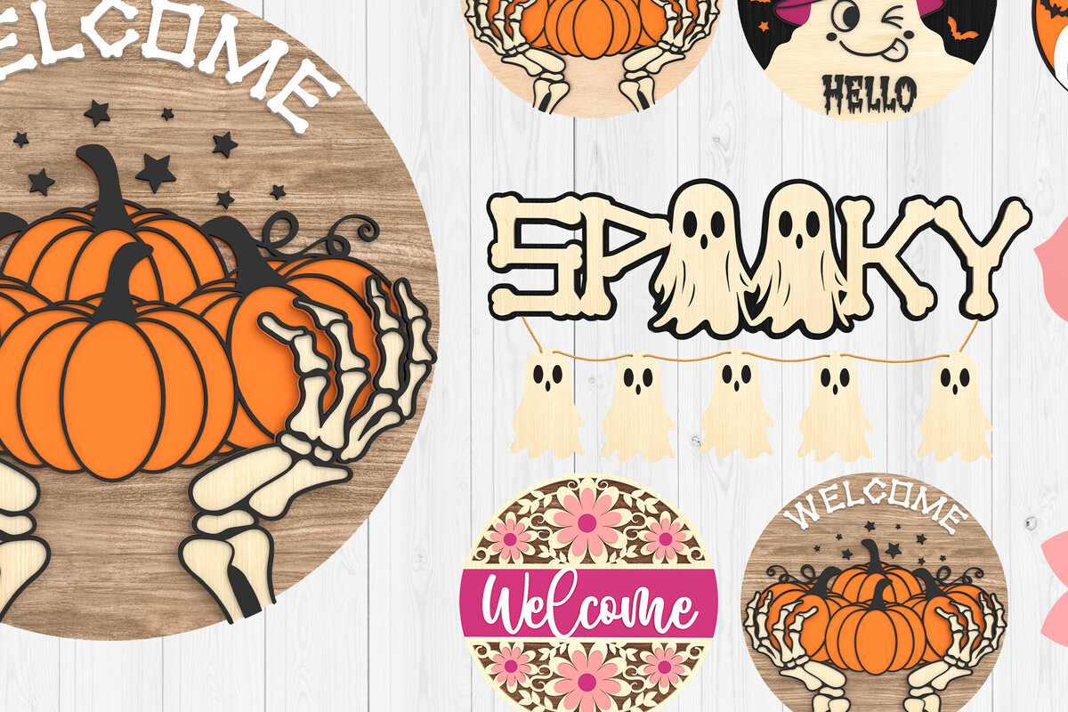 Intra απο ξύλο plywood 3mm-4mm πάχος – Πακέτο καλωσορίσματος Halloween Sign 3d Δίασταση  40x30 cm INTRAFABR-104923719