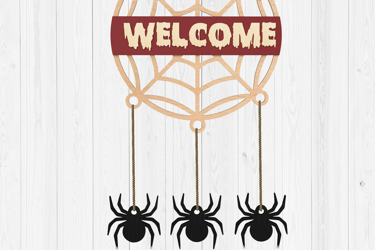 Intra απο ξύλο plywood 3mm-4mm πάχος – Καλώς ορίσατε Halloween 3D Δίασταση  20x20 cm INTRAFABR-104826719