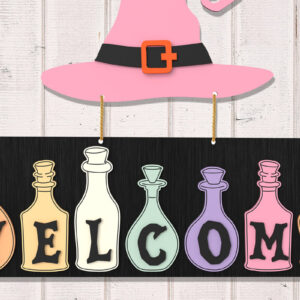 Intra απο ξύλο plywood 3mm-4mm πάχος – Καλώς ορίσατε Αρχείο αποκοπής λέιζερ Halloween Witch Δίασταση  20x20 cm INTRAFABR-105764509