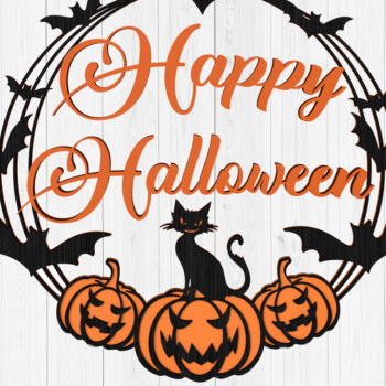 Intra απο ξύλο plywood 3mm-4mm πάχος – Καλωσόρισμα Halloween Wreath 3d Δίασταση  20x20 cm INTRAFABR-104826569 - Image 1