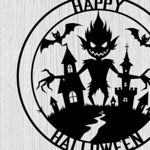 Intra απο ξύλο plywood 3mm-4mm πάχος – Καλώς ήρθατε Happy Halloween Metal Art Laser Δίασταση  20x20 cm INTRAFABR-101052048