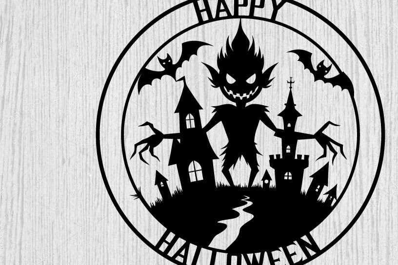Intra απο ξύλο plywood 3mm-4mm πάχος – Καλώς ήρθατε Happy Halloween Metal Art Laser Δίασταση  20x20 cm INTRAFABR-101052048
