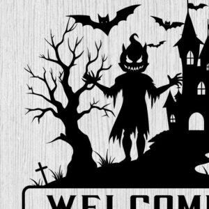 Intra απο ξύλο plywood 3mm-4mm πάχος – Καλώς ήρθατε Happy Halloween Metal Art Laser Δίασταση  20x20 cm INTRAFABR-101052013