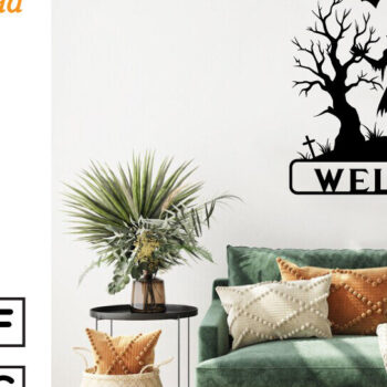 Intra απο ξύλο plywood 3mm-4mm πάχος – Καλώς ήρθατε Happy Halloween Metal Art Laser Δίασταση  20x20 cm INTRAFABR-101052013 - Image 3