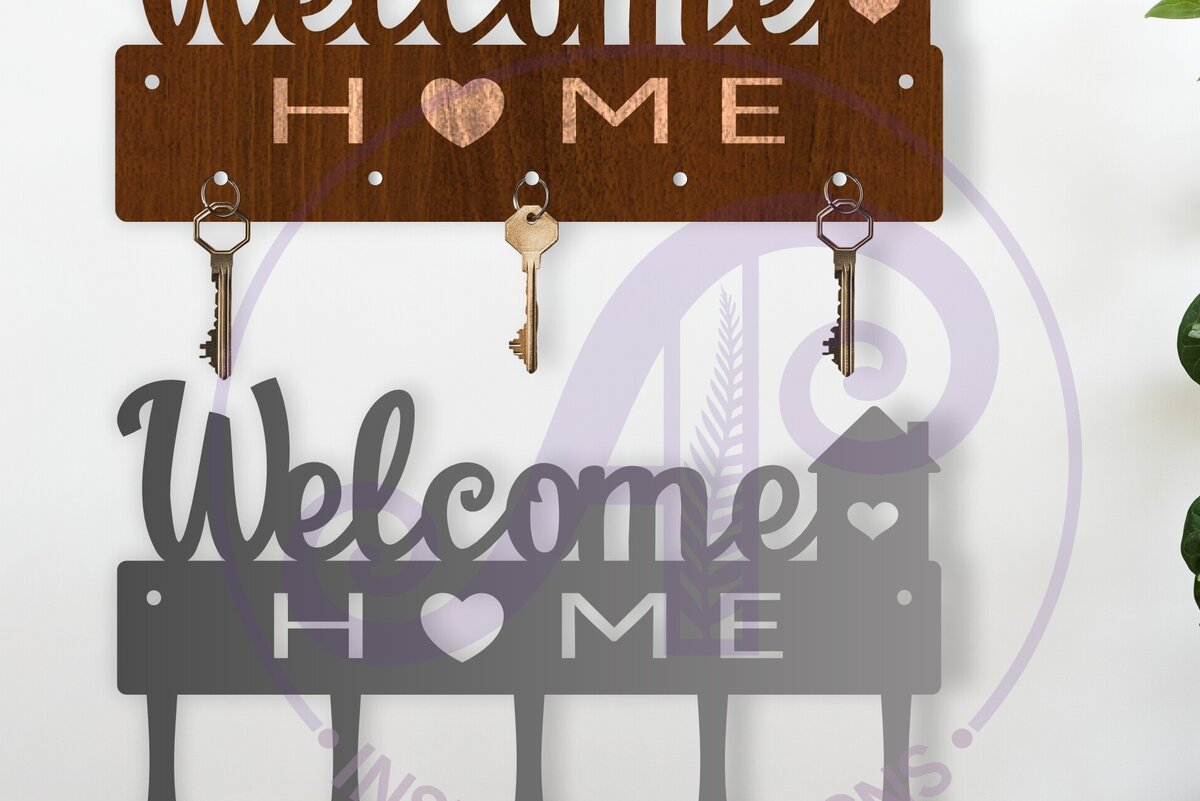 Intra απο ξύλο plywood 3mm-4mm πάχος – Welcome Home Σχέδια θήκης κλειδιού Δίασταση  20x20 cm INTRAFABR-117903054