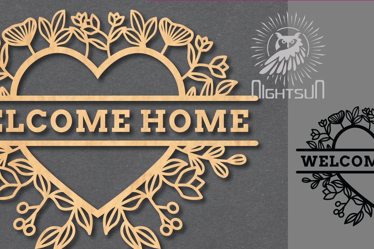 Intra απο ξύλο plywood 3mm-4mm πάχος – Καλώς ορίσατε στο σπίτι Σημάδι κοπής λέιζερ Δίασταση  20x20 cm INTRAFABR-119041535