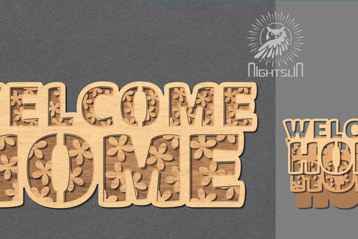 Intra απο ξύλο plywood 3mm-4mm πάχος – Καλώς ορίσατε στο σπίτι Σημάδι κοπής λέιζερ Δίασταση  20x20 cm INTRAFABR-119037604