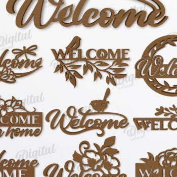 Intra απο ξύλο plywood 3mm-4mm πάχος – Πακέτο κοπής με λέιζερ καλωσορίσματος Home Signs Δίασταση  40x30 cm INTRAFABR-119261719 - Image 1