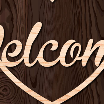 Intra απο ξύλο plywood 3mm-4mm πάχος – Καλώς ορίσατε Sign with Heart Δίασταση  40x30 cm INTRAFABR-26270283 - Image 1