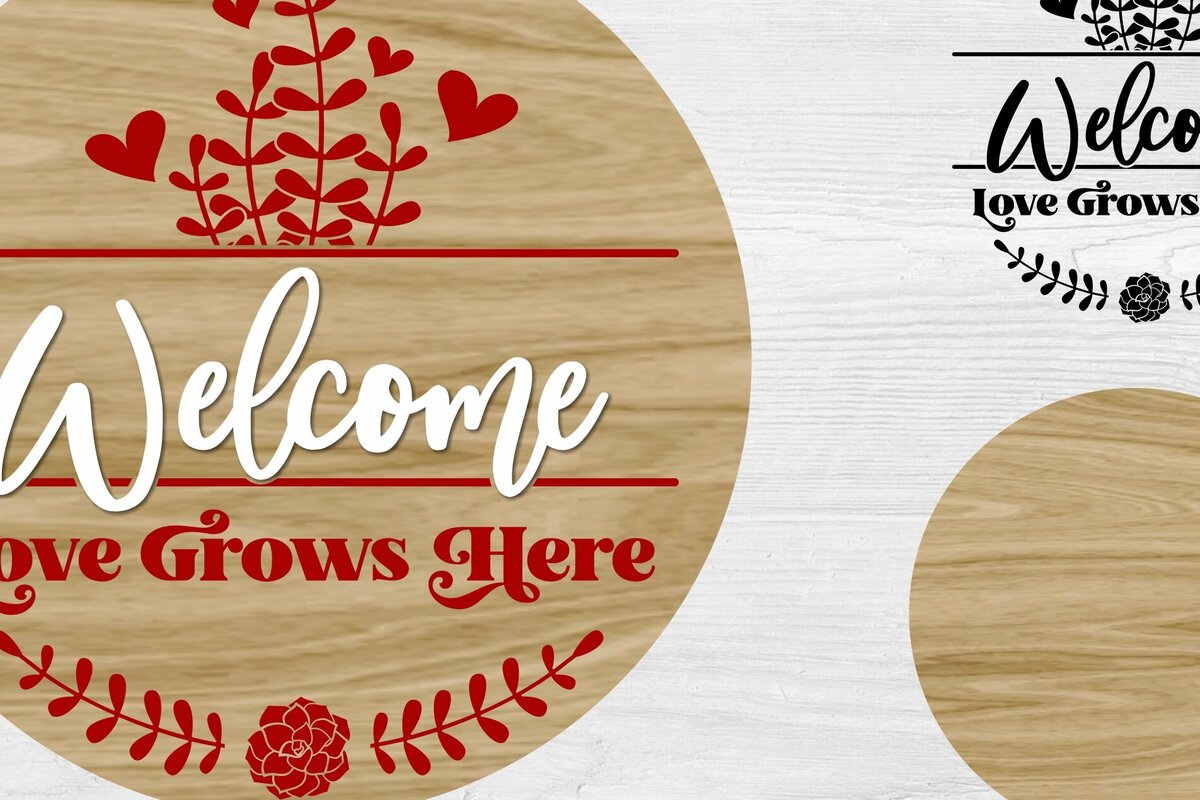 Intra απο ξύλο plywood 3mm-4mm πάχος – Καλώς ήρθατε, η αγάπη μεγαλώνει εδώ πινακίδα πόρτας Δίασταση  20x20 cm INTRAFABR-113589692